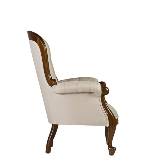 Poltrona de mogno com tecido cor bege 76 x 75 x 107 - Image 3