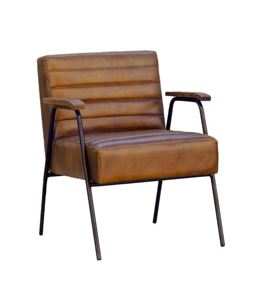 Poltrona de ferro e couro 62 x 65 x 77
