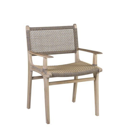 Poltrona de teca e corda 60 x 58 x 85