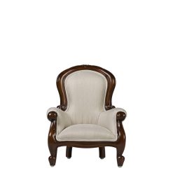 Poltrona infantil de mogno com tecido cor bege 40 x 37 x 52