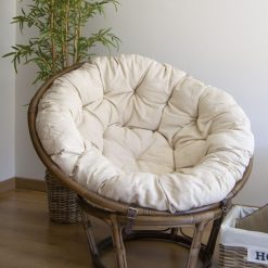 RATTAN - Poltrona papasan com almofada 100 x 100 x 75