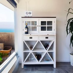 Vitrina em mindi com porta-garrafas 100 x 35 x 150