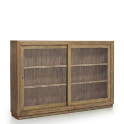 Vitrina em mindi com portas de correr 200 x 40 x 132