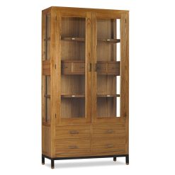 Vitrina em mindi e ferro 100 x 40 x 190