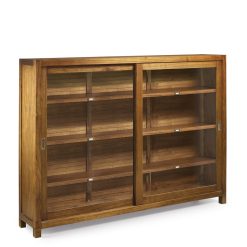 Vitrina larga de madeira de mindi 180 x 40 x 132