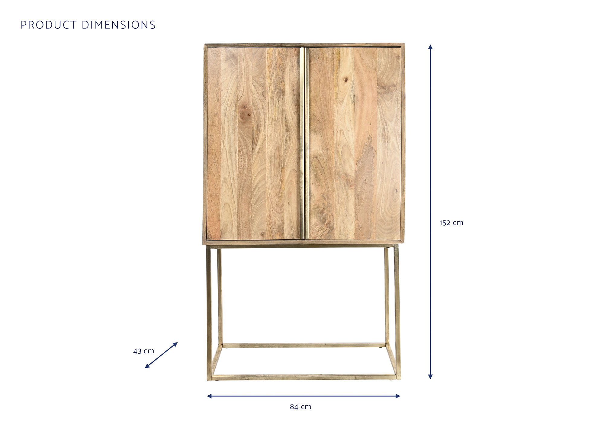 Aparador Manga Metal 84X43X152 Castanho Claro - Image 5