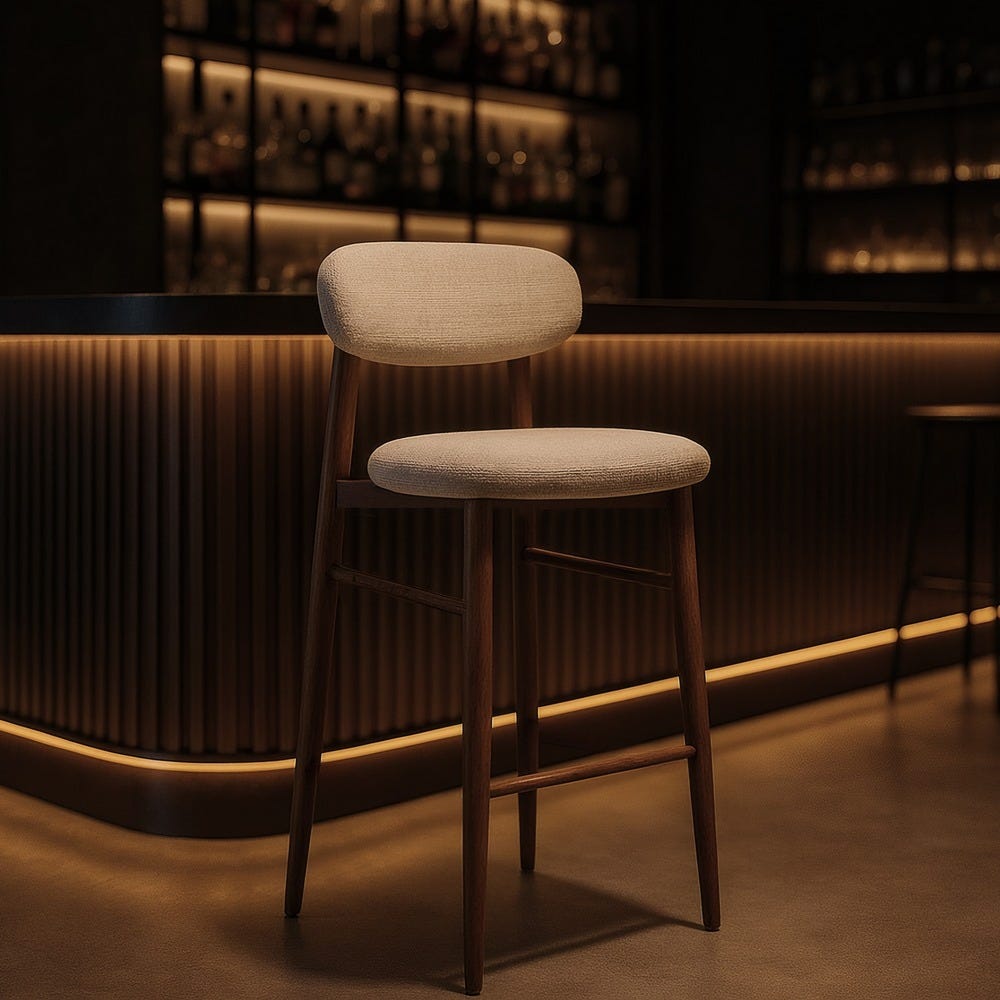 Banco 75Cm Bege Tecido-Metal Contract 54 X 52 X 105 Cm (2 unidades)