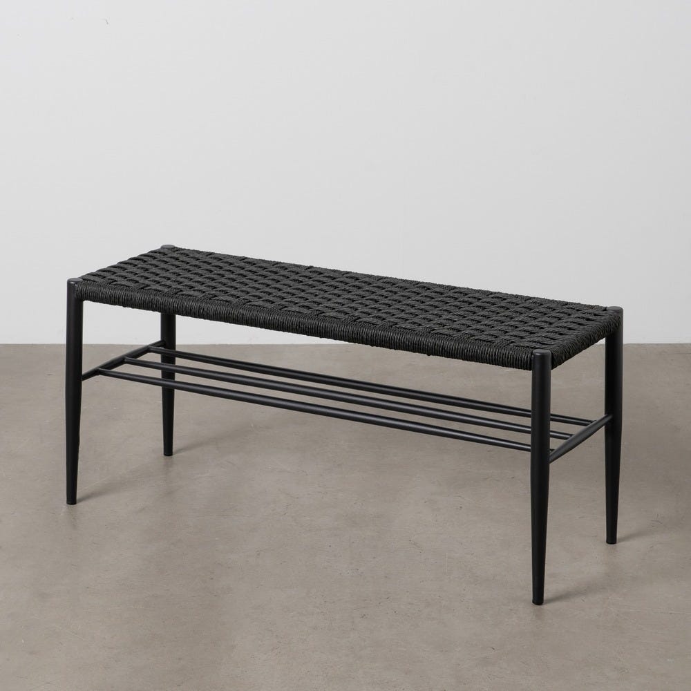 Banco Preto Corda-Metal 100 X 35 X 46 Cm - Image 2
