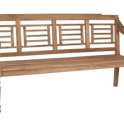 Banco Teca 200X65X101 Entalhado Natural