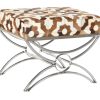 Banqueta Aço Pele 53X40X43 Rombos Castanho Claro