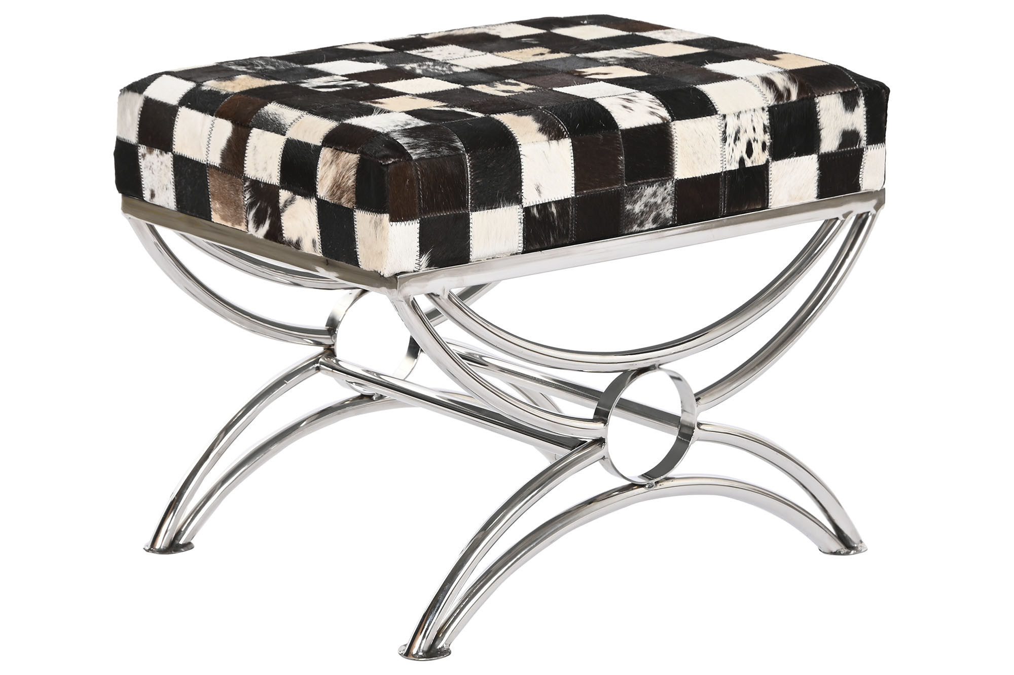 Banqueta Aço Pele 53X40X43 Rombos Castanho Escuro - Image 3