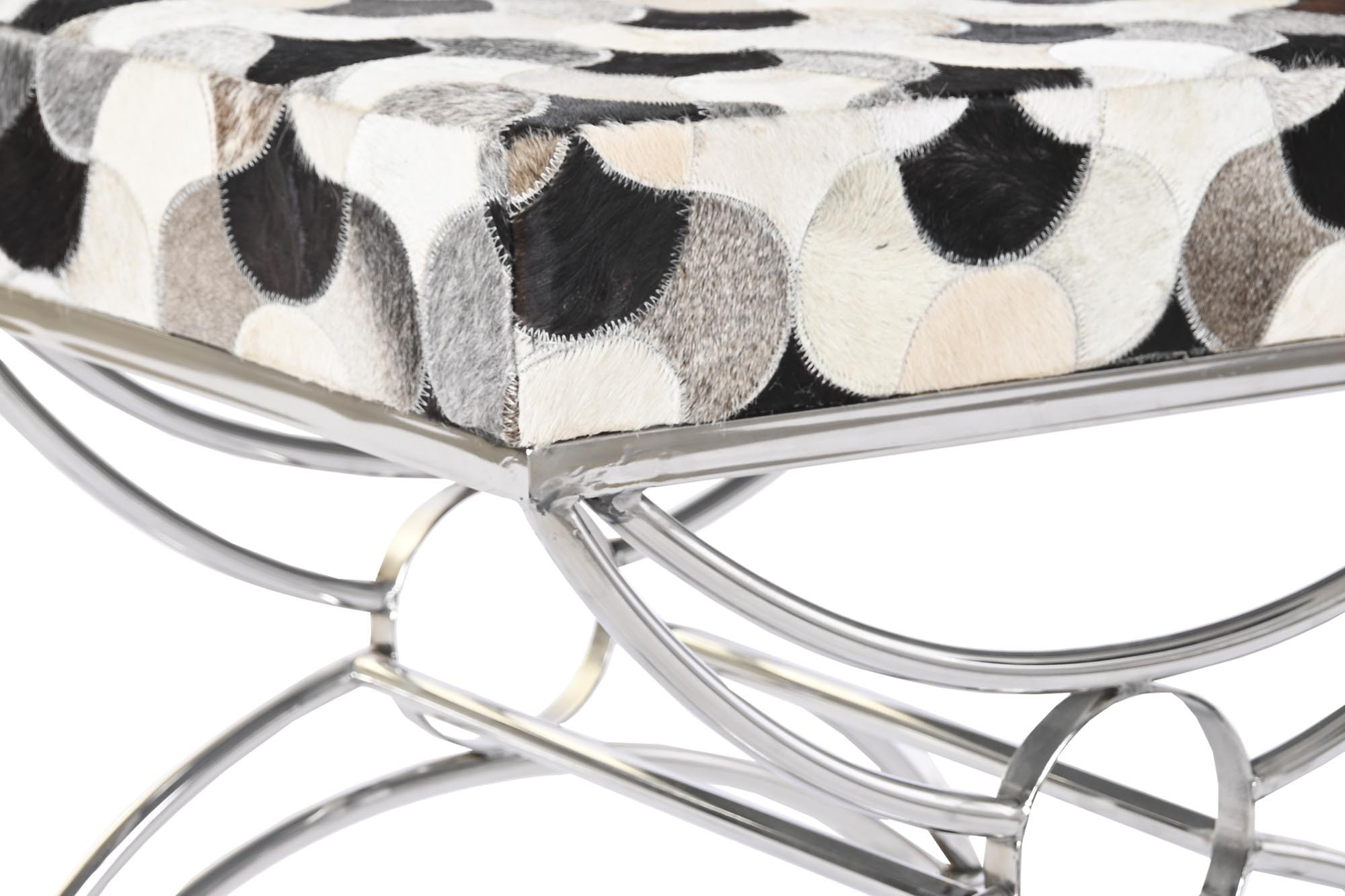 Banqueta Aço Pele 53X40X43 Rombos Preto - Image 4