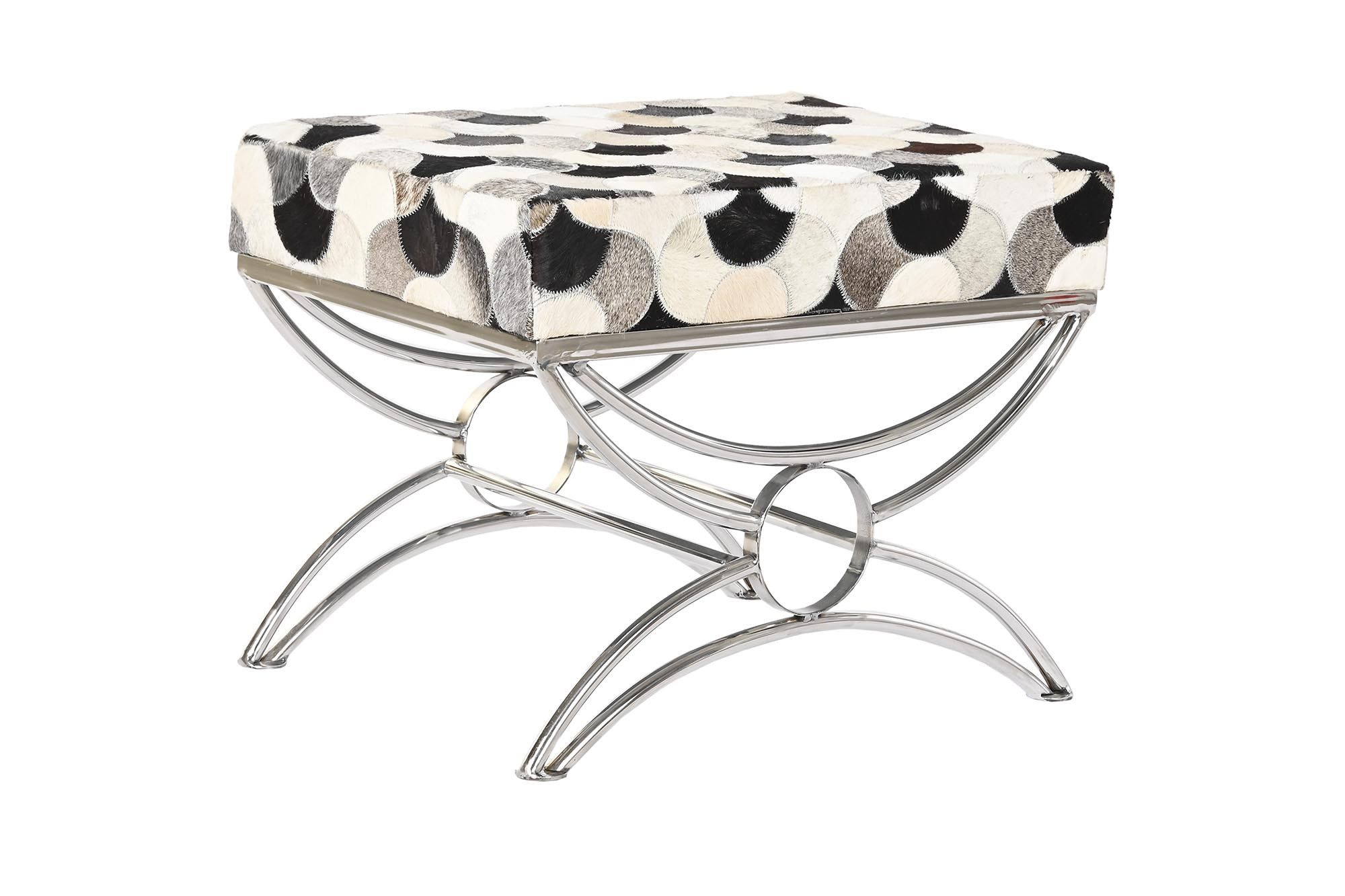 Banqueta Aço Pele 53X40X43 Rombos Preto