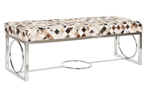 Banqueta Pele Aøo 122X41X44 Rombos Castanho - Image 2