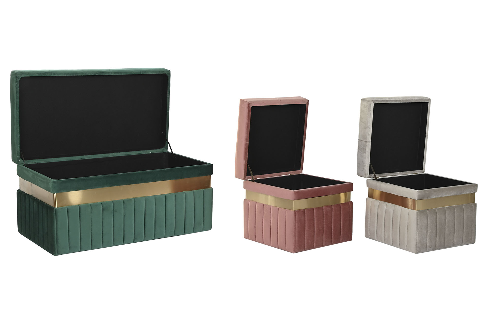 Banqueta Set 3 Poliéster Mdf 93X47X45 Veludo Verde - Image 6