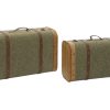 Baú Set 2 Madeira Tecido Tela 60X24X38 Verde