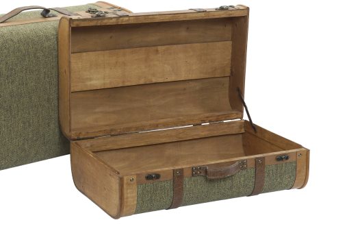 Baú Set 2 Madeira Tecido Tela 60X24X38 Verde - Image 5