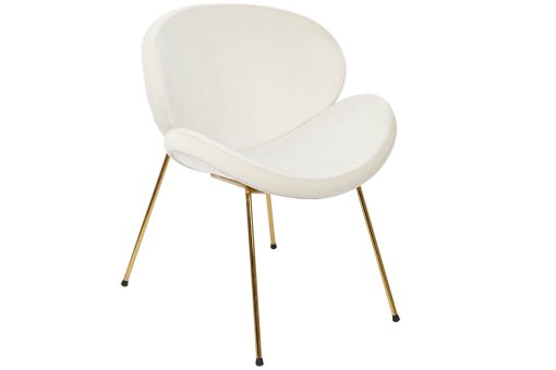 Cadeira Poliéster Metal 63X57X73 Veludo Branco (2 Unidades) - Image 2