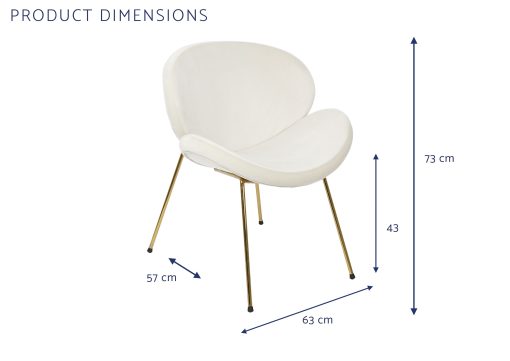 Cadeira Poliéster Metal 63X57X73 Veludo Branco (2 Unidades) - Image 6