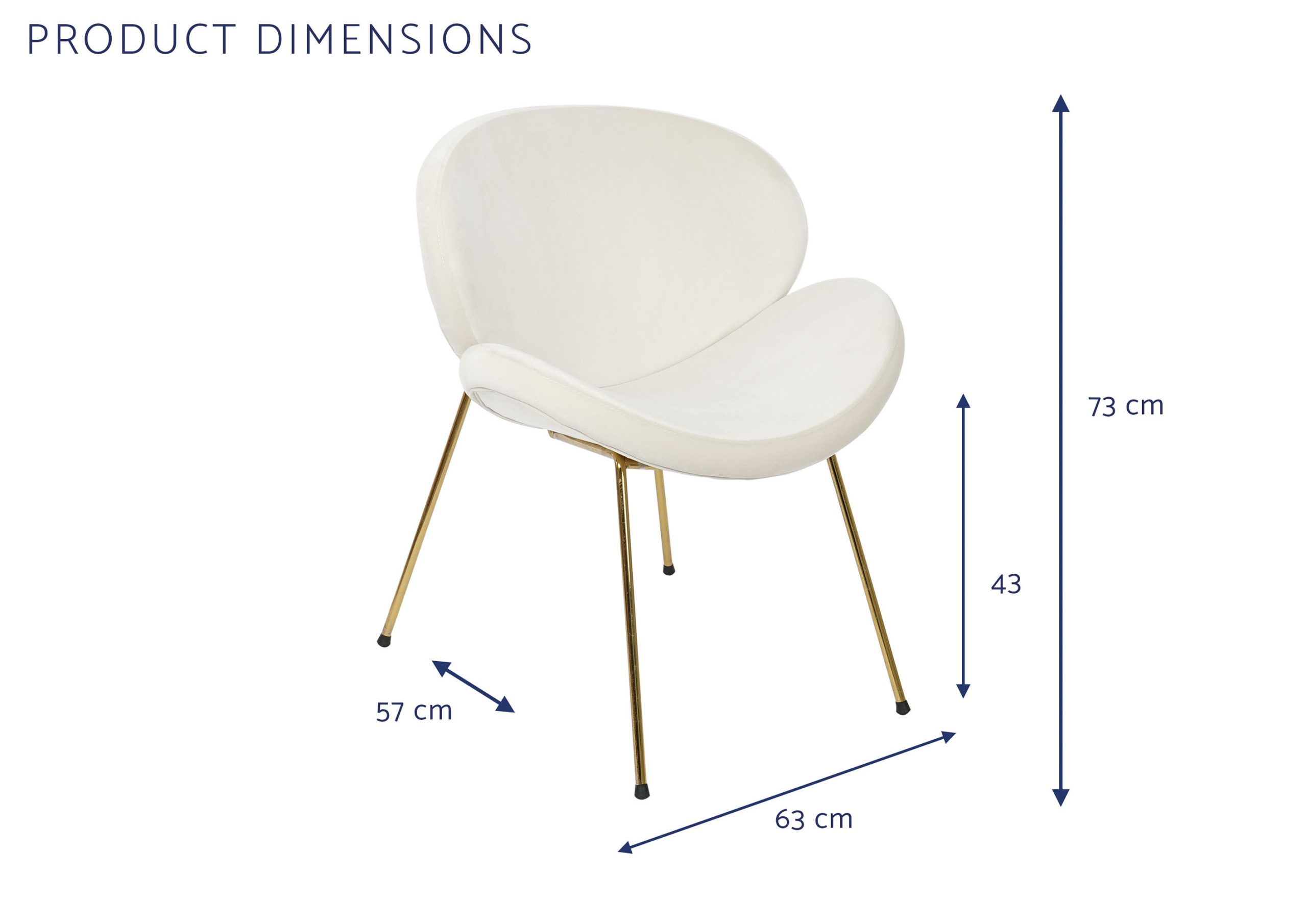 Cadeira Poliéster Metal 63X57X73 Veludo Branco (2 Unidades) - Image 6