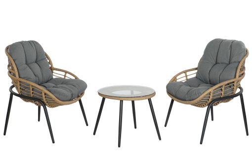 Cadeirão Set 3 Rattan Sintético Metal 55X55X47