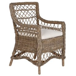 Cadeirão Vime 58X60X92 Com Almofada Cinzento Claro