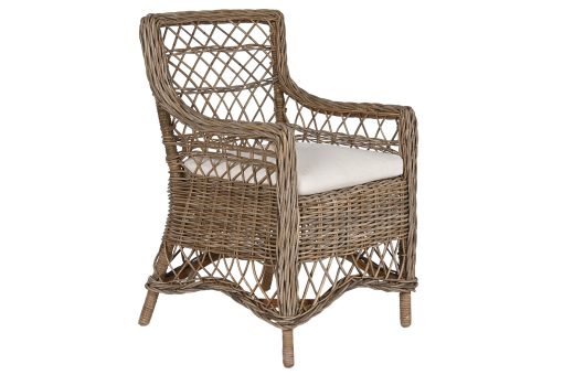 Cadeirão Vime 58X60X92 Com Almofada Cinzento Claro