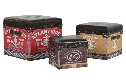 Caixa Set 3 Madeira Pu 47X47X42 Vintage Multicor - Image 6
