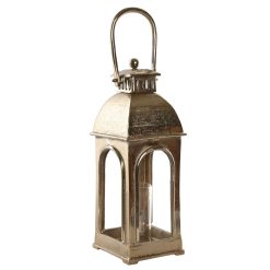 Candeeiro Alumínio Vidro 15X15X45 Dourado