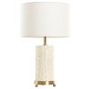 Candeeiro De Mesa Bronze Osso 36X36X46 Branco