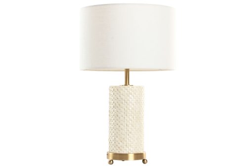 Candeeiro De Mesa Bronze Osso 36X36X46 Branco