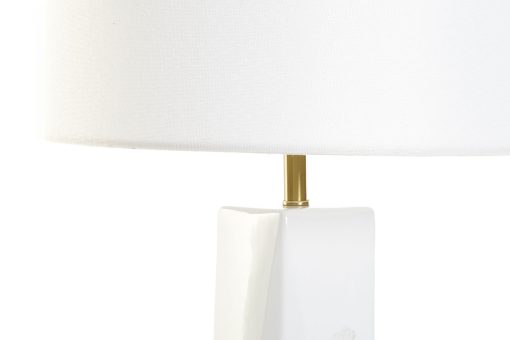 Candeeiro De Mesa Cerâmica Metal 33X33X62 Branco - Image 4