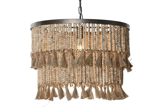 Candeeiro De Teto Metal Madeira 61X61X117 Bolas - Image 2