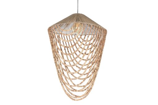 Candeeiro De Teto Rafia Madeira 67X67X100 Natural - Image 3