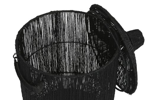 Cesta Set 2 Rafia Metal 40X40X52 Com Tampa Preto - Image 3