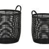 Cesta Set 2 Rattan Metal 38X38X45 Preto (2 Unidades)