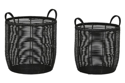 Cesta Set 2 Rattan Metal 38X38X45 Preto (2 Unidades) - Image 7