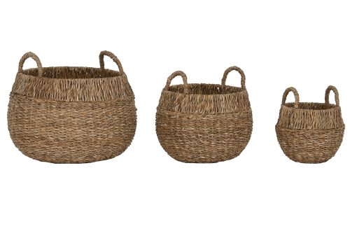 Cesta Set 3 Seagrass Metal 45X45X28 Natural