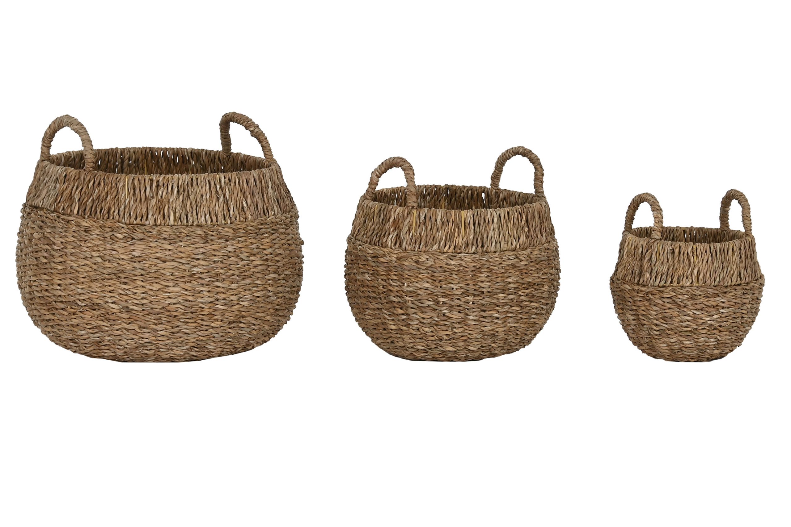 Cesta Set 3 Seagrass Metal 45X45X28 Natural