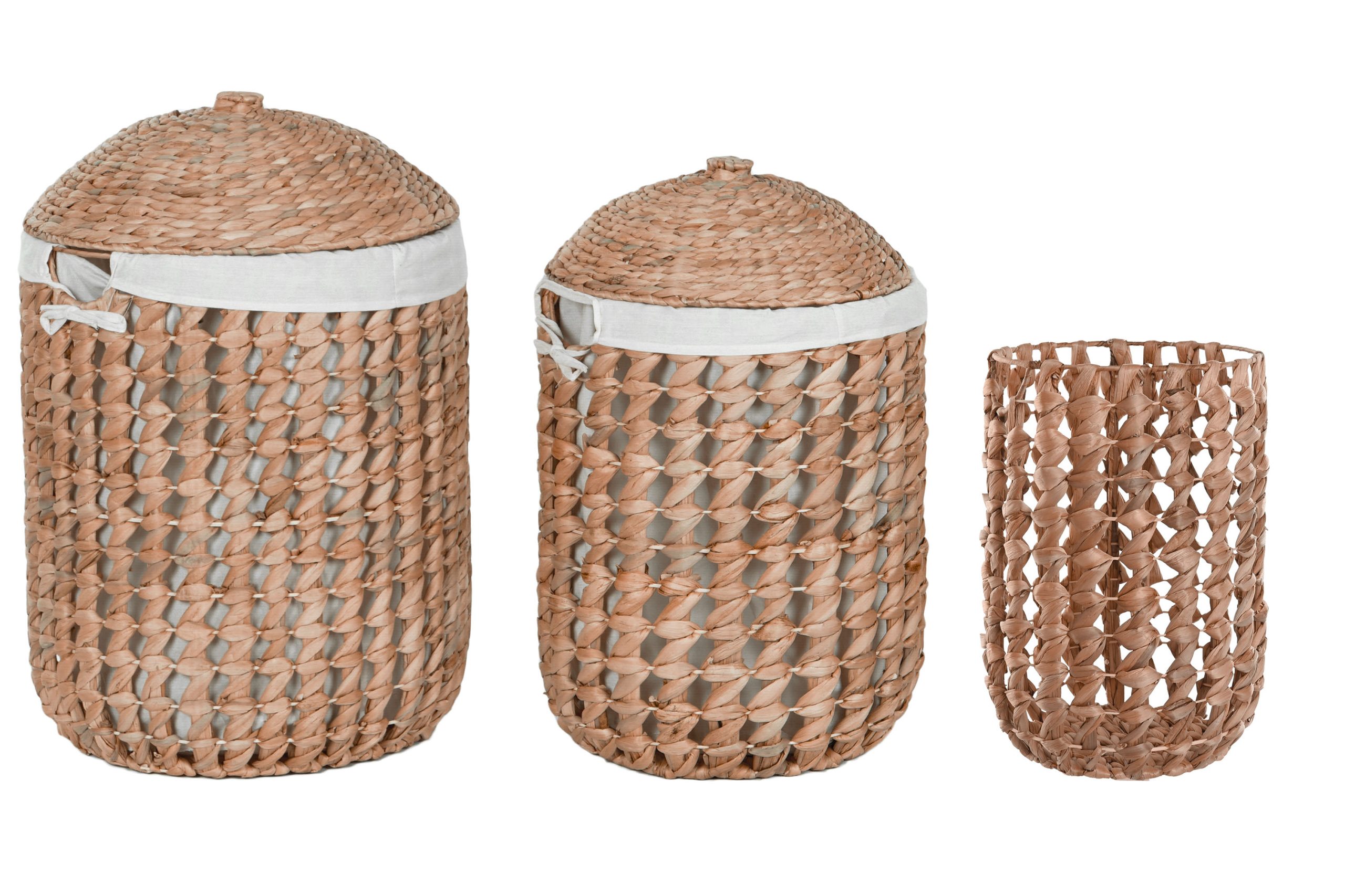 Cesto De Roupa Set 3 Fibra Linho 46X46X69 Natural