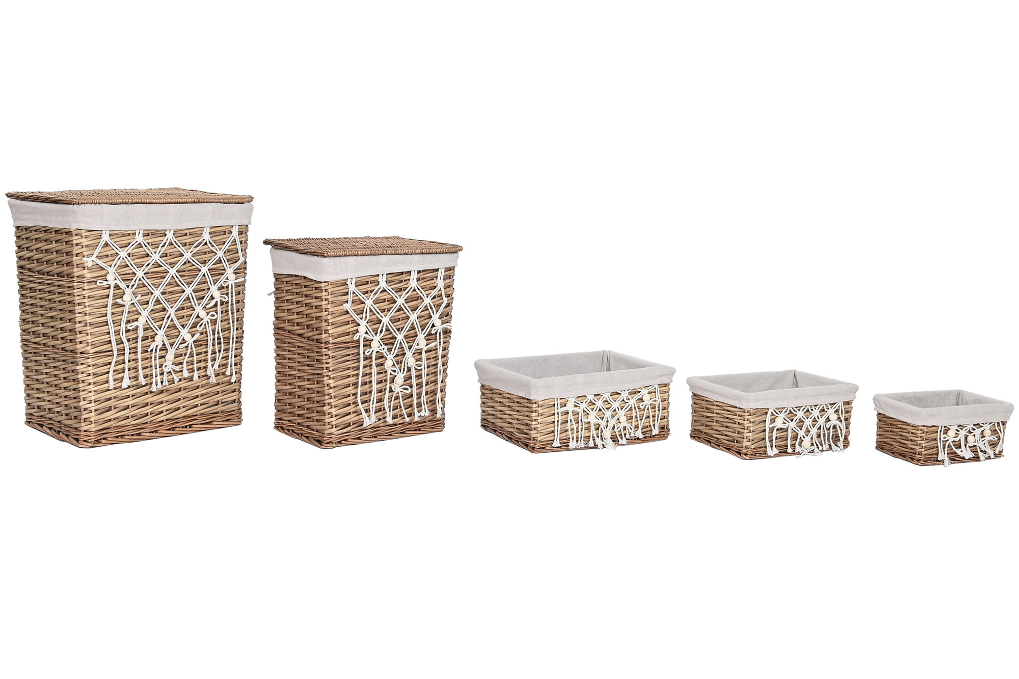 Cesto De Roupa Set 5 Vime Algod O 47X35X55 Natural - Image 3