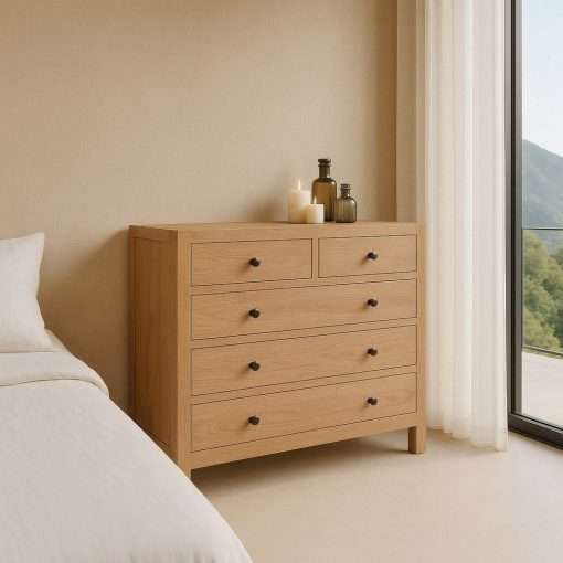 Cómoda Natural Mindi Madeira Quarto 100 X 40 X 90 Cm