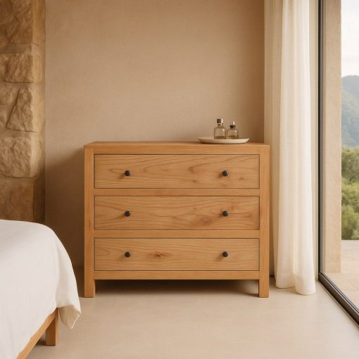 Cómoda Natural Mindi Madeira Quarto 90 X 40 X 85 Cm