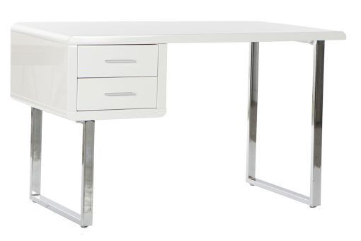 Escritório Mdf Metal 120X55X76 Cromado Branco