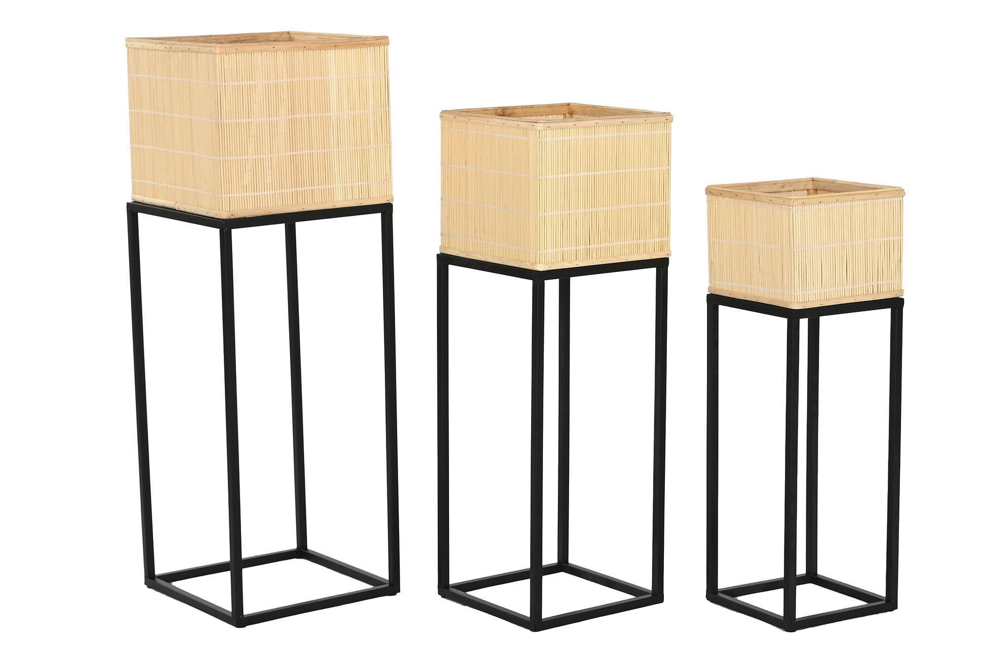 Floreiro Set 3 Metal Bambu 28X28X80 (2 Unidades) - Image 3