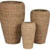 Floreiro Set 3 Seagrass Metal 43X43X70 Natural
