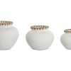 Jarro Set 3 Terracota Fibra 33X33X27 Branco