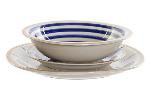 Loiça Set 18 Cerâmica 26,5X26,5X3 Riscas Azul (2 Unidades) - Image 5