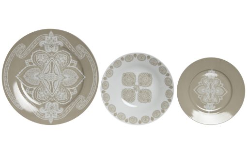 Loiça Set 18 Porcelana 27X27X2 Bege (2 Unidades) - Image 2