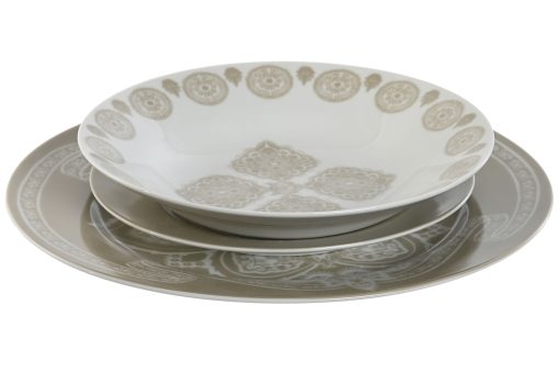 Loiça Set 18 Porcelana 27X27X2 Bege (2 Unidades) - Image 3